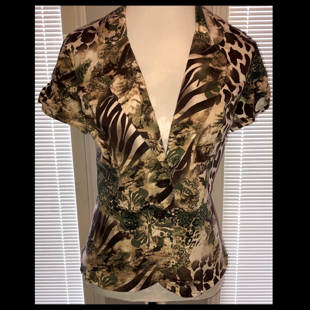 Cato Short Sleeve Peplum Jacket, Sz XL
